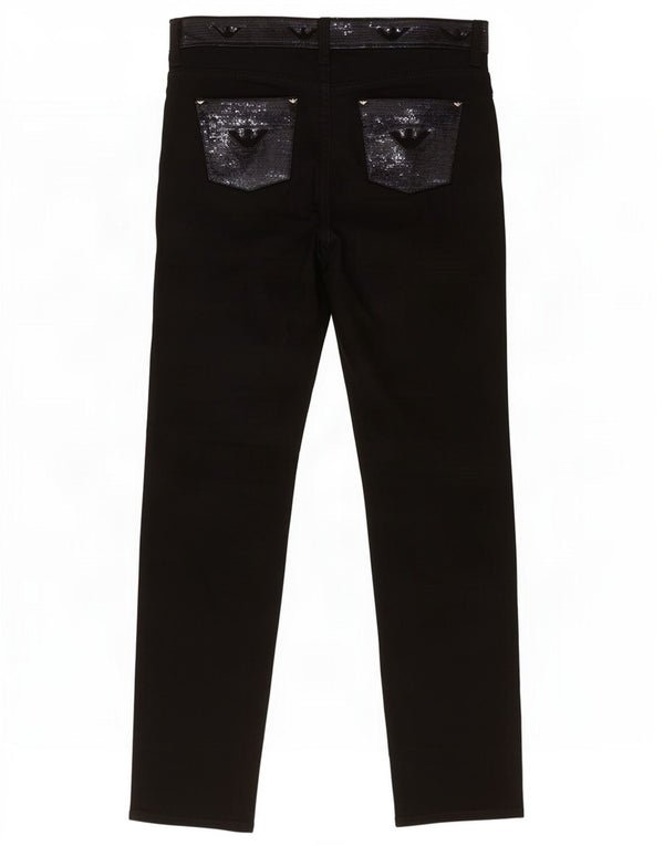 Pantaloni casual slim da donna Armani W28 L30 cotone nero