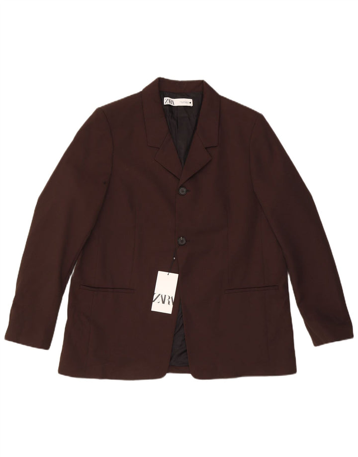 Giacca blazer a 2 bottoni da donna Zara UK 18 XL poliestere marrone