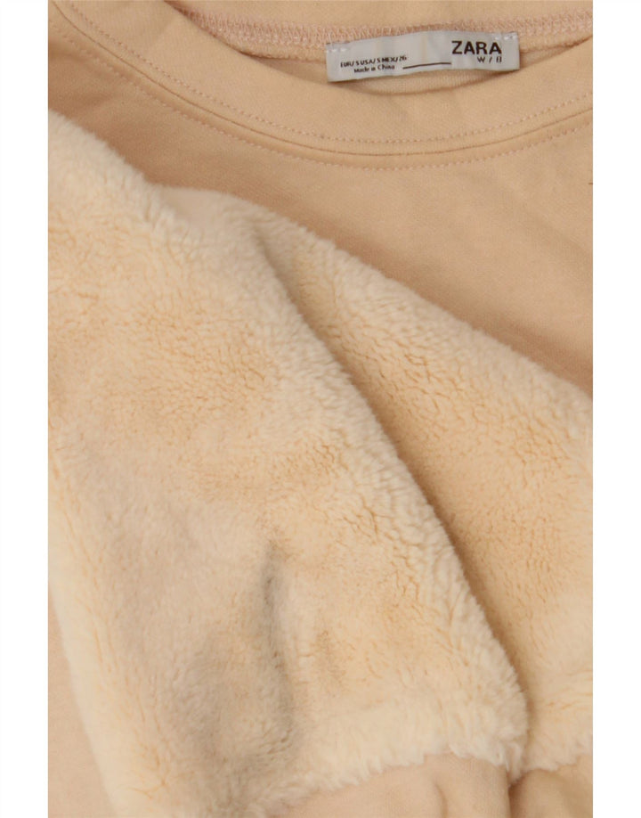 Felpa corta oversize da donna Zara UK 10 piccola bianco sporco