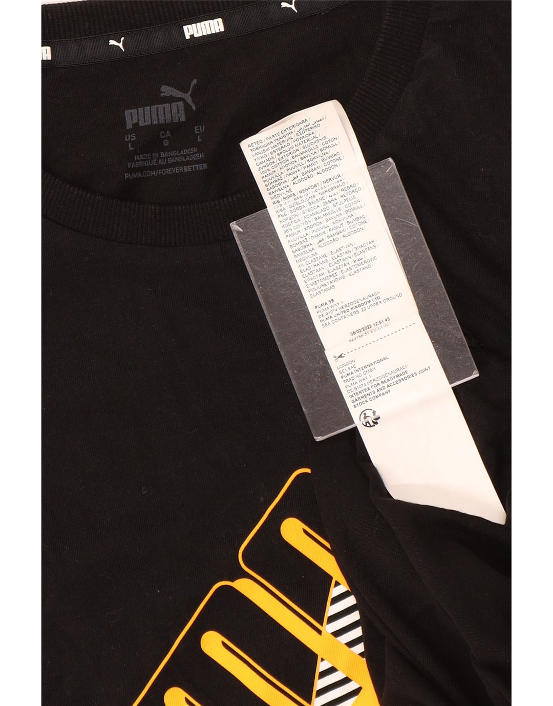 T-shirt grafica da uomo Puma Top grande in cotone nero