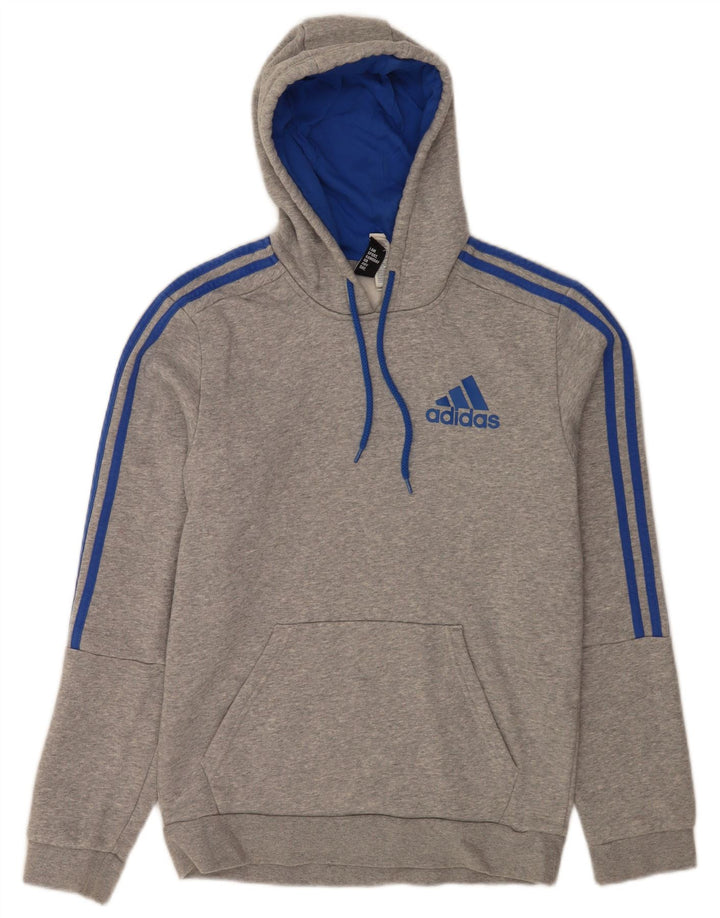 Felpa con cappuccio da uomo Adidas piccola in cotone chiazzato grigio