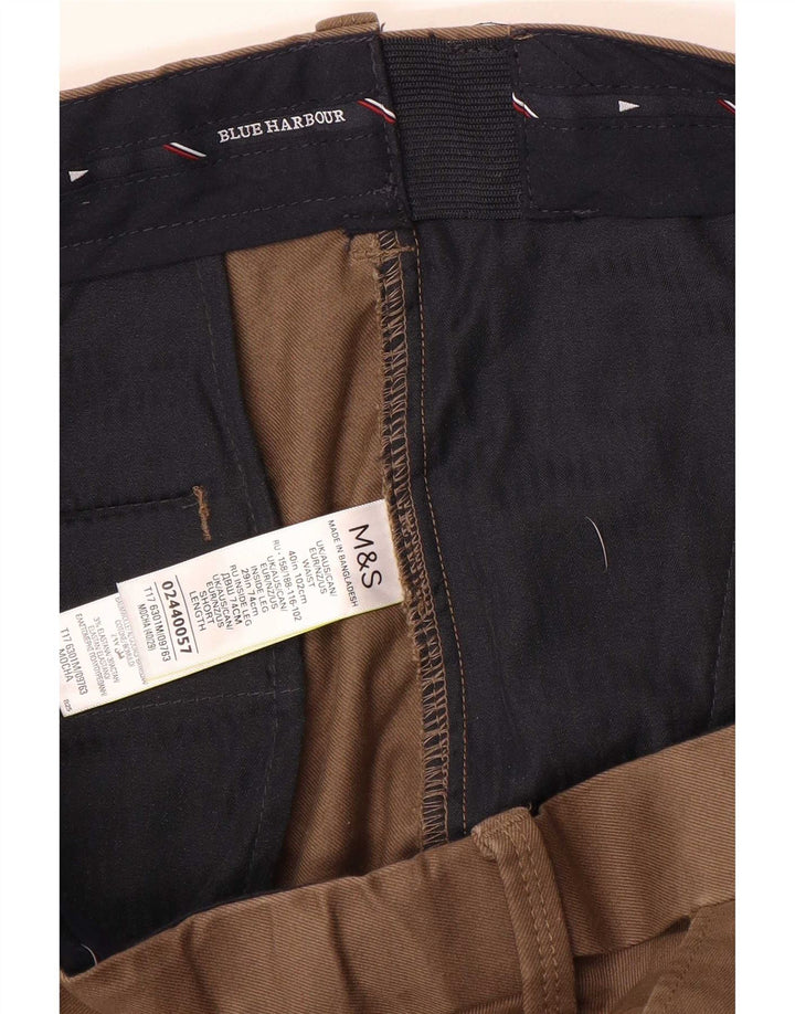 Pantaloni chino dritti Marks & Spencer da uomo blu Harbour W40 L29 marroni