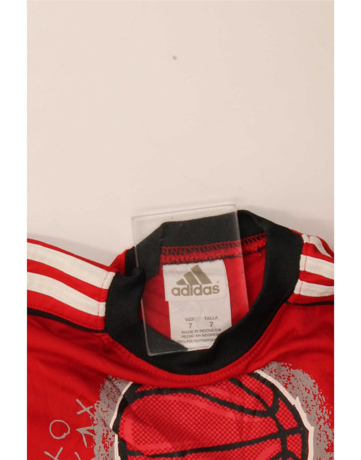 Canotta grafica Adidas da ragazzo, 6-7 anni, in poliestere color block rosso