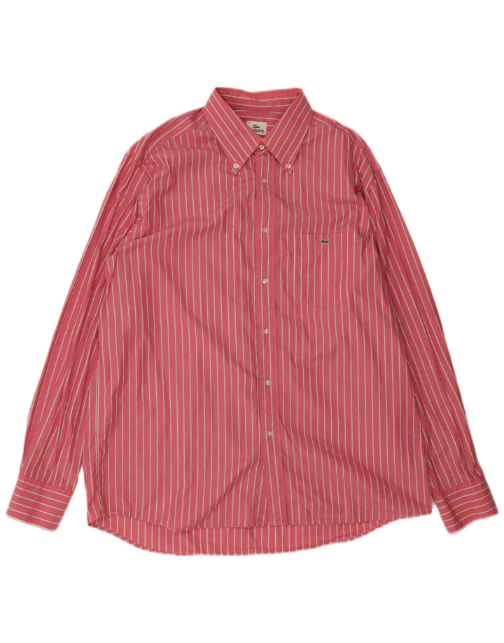 Camicia da uomo Lacoste taglia 45 XL cotone a righe rosa