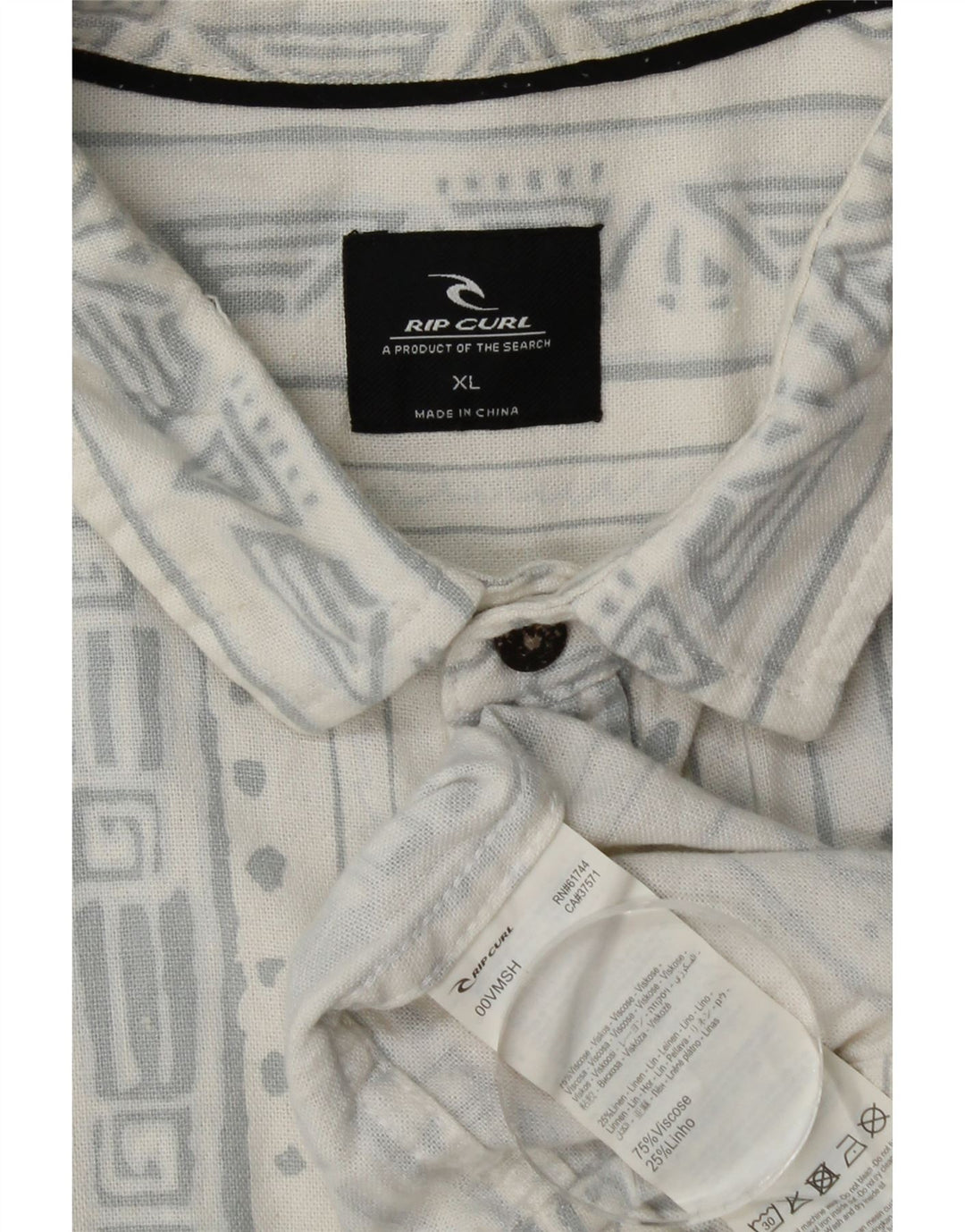 Camicia a maniche corte da uomo Rip Curl XL in viscosa geometrica bianca