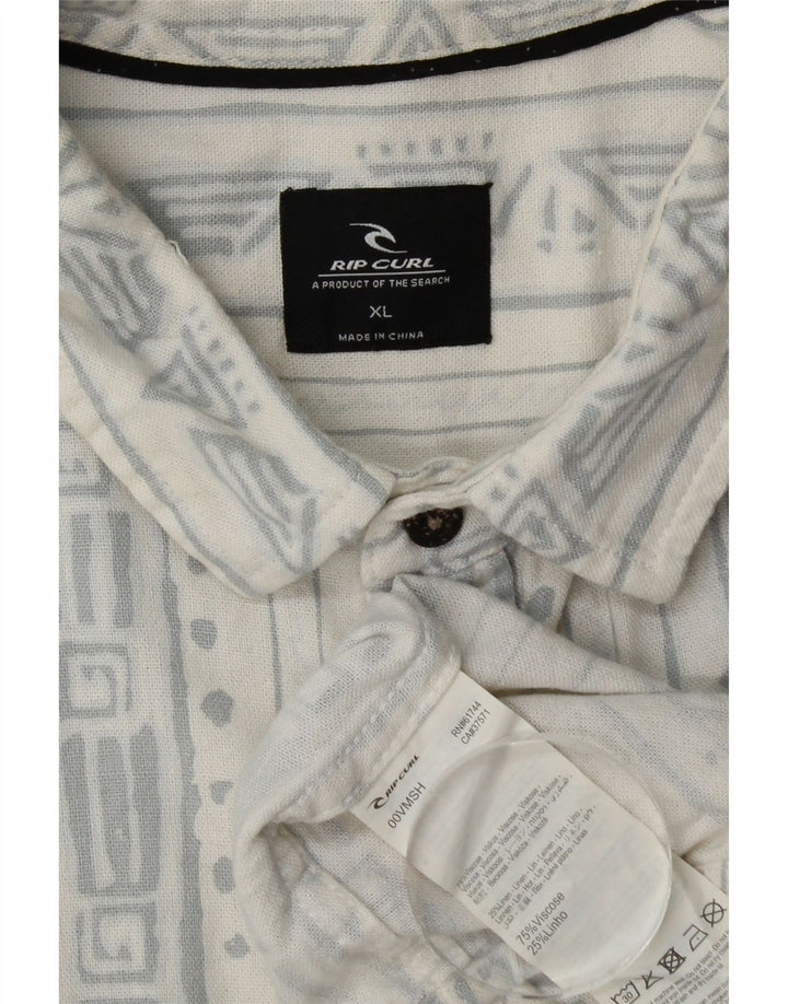 Camicia a maniche corte da uomo Rip Curl XL in viscosa geometrica bianca