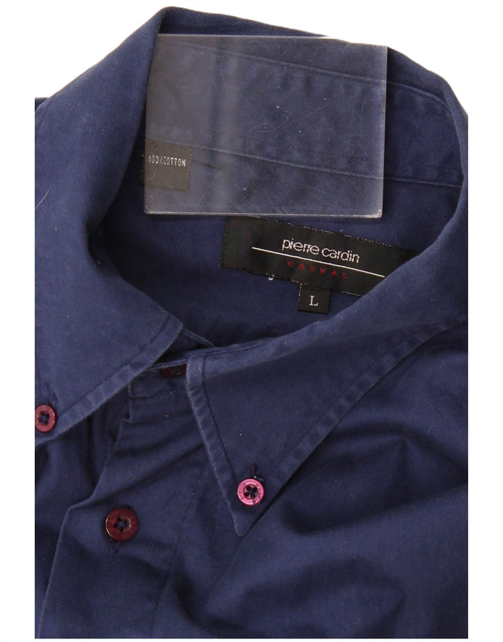 PIERRE CARDIN Camicia Uomo Large Blu Navy Cotone