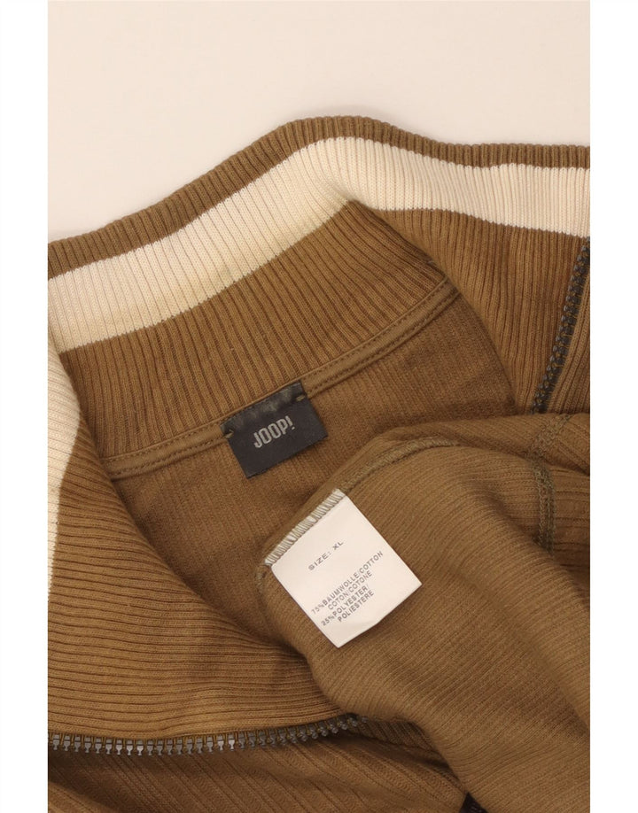 Joop Maglione da uomo con zip e collo XL in cotone marrone