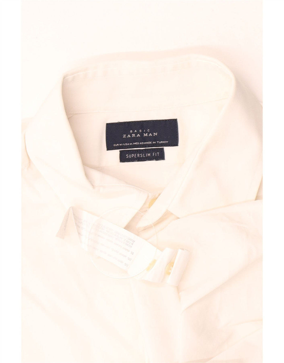 Camicia ZARA da uomo super slim fit in cotone bianco medio