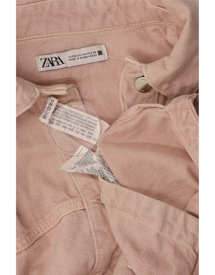 Giacca di jeans oversize da donna Zara UK 14 Cotone rosa medio