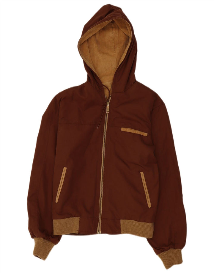 Giubbotto bomber reversibile con cappuccio vintage da uomo UK 38 Colorblock marrone medio