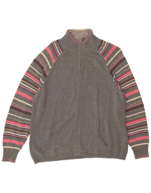 Maglione cardigan da donna Eddie Bauer UK 20 2XL cotone a righe grigie