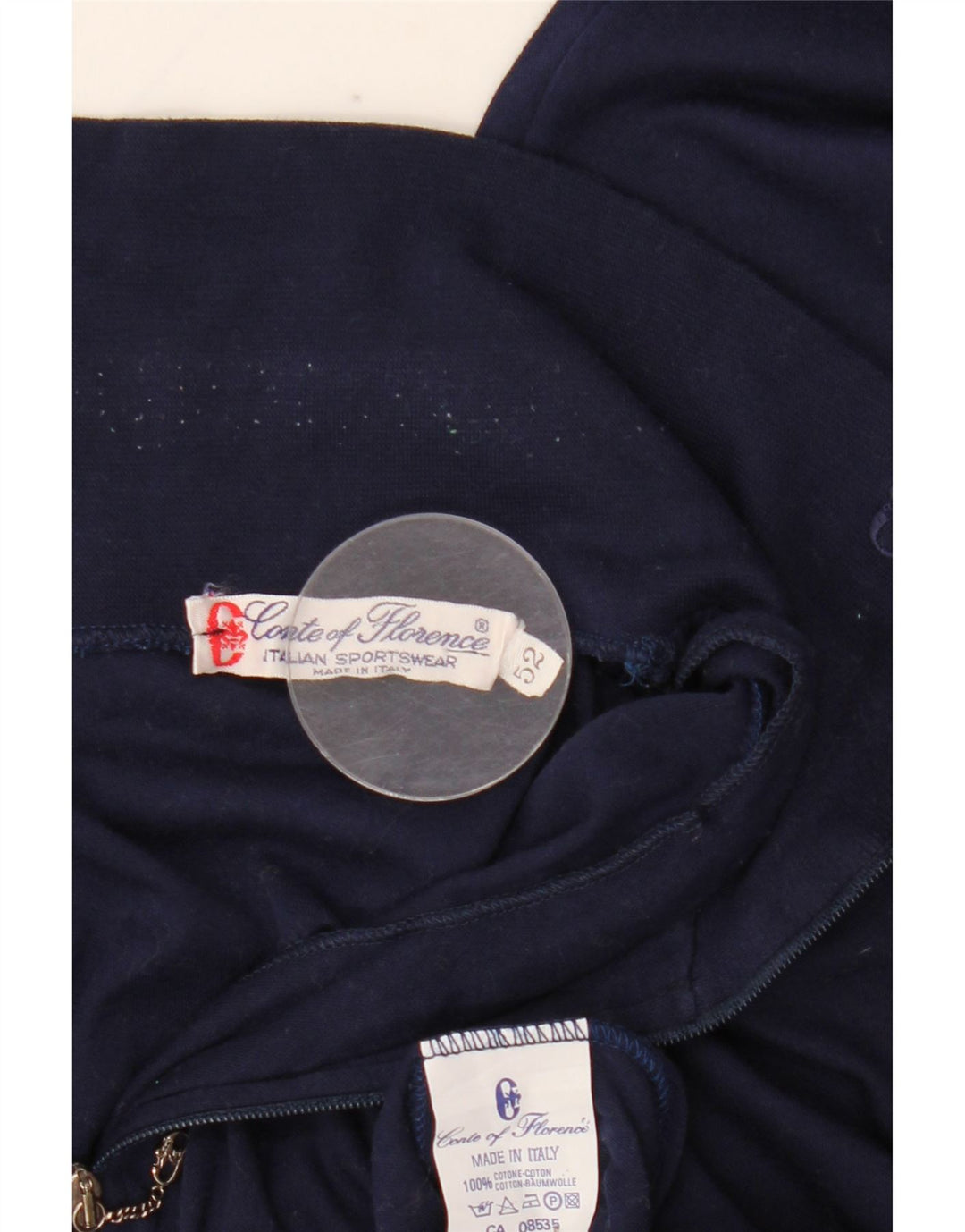 CONTE OF FLORENCE Top da uomo con zip e collo a maniche lunghe IT 52 Large Blu Navy