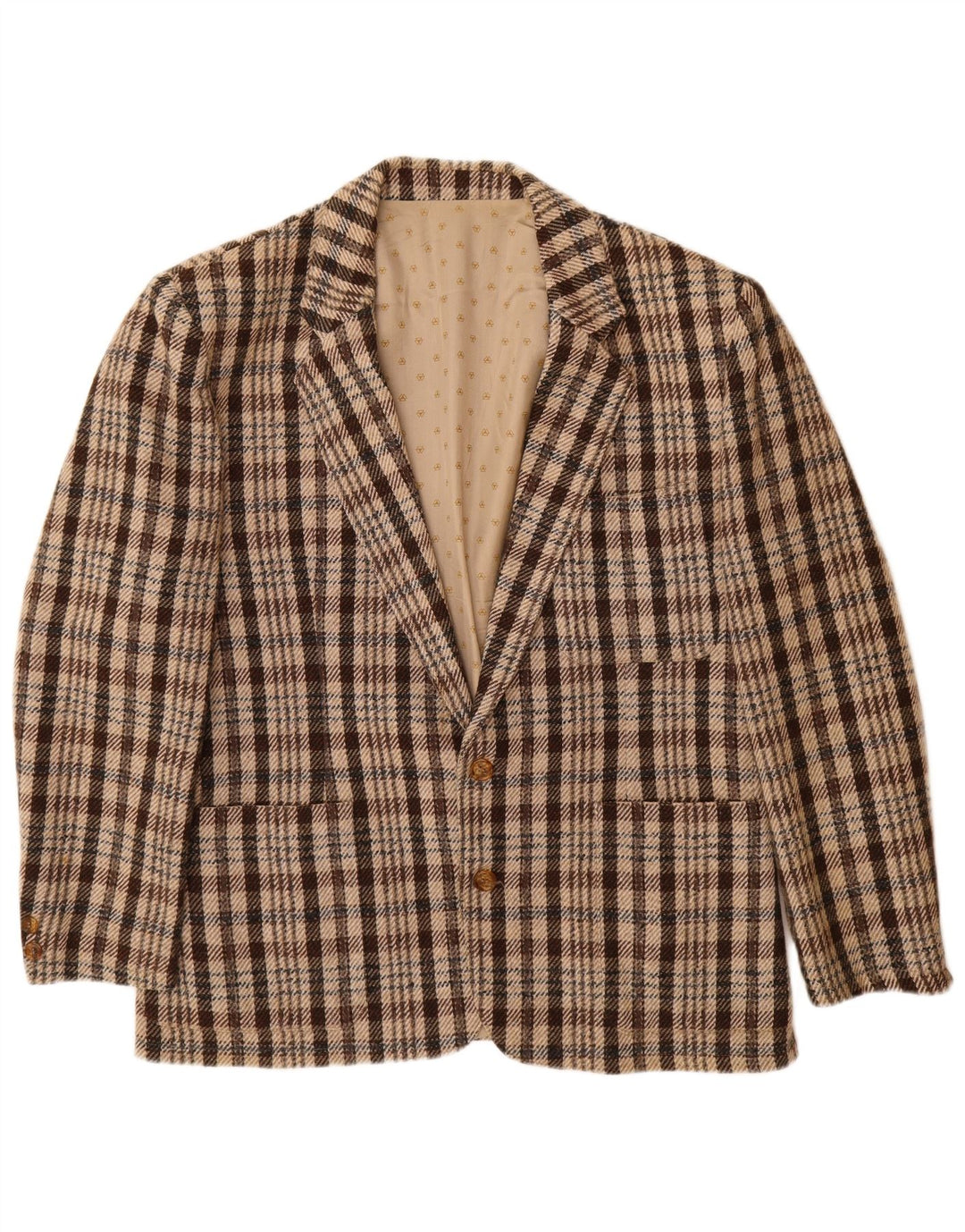 Giacca blazer da uomo a 2 bottoni Carrera UK 38 a quadri marrone medio