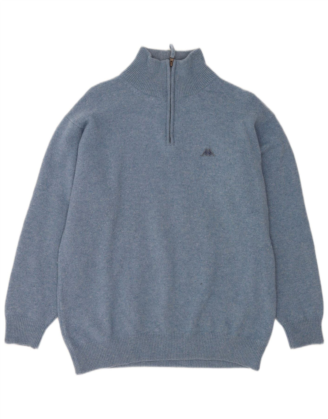 Maglione Kappa da uomo con zip e collo 2XL in lana vergine screziata blu