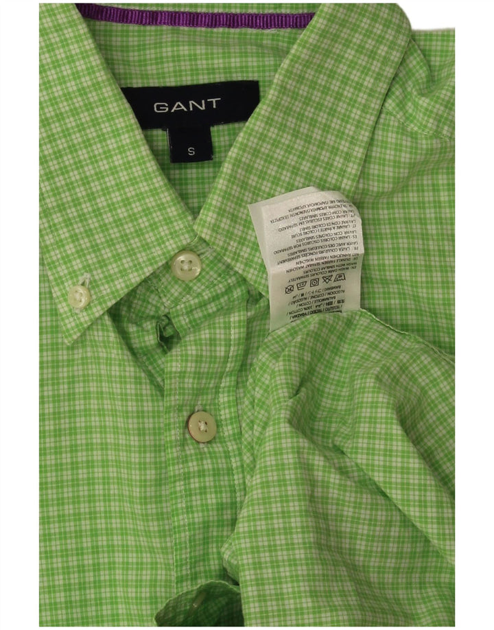 Gant Camicia da uomo a maniche corte con vestibilità regolare, piccolo cotone a quadri verdi