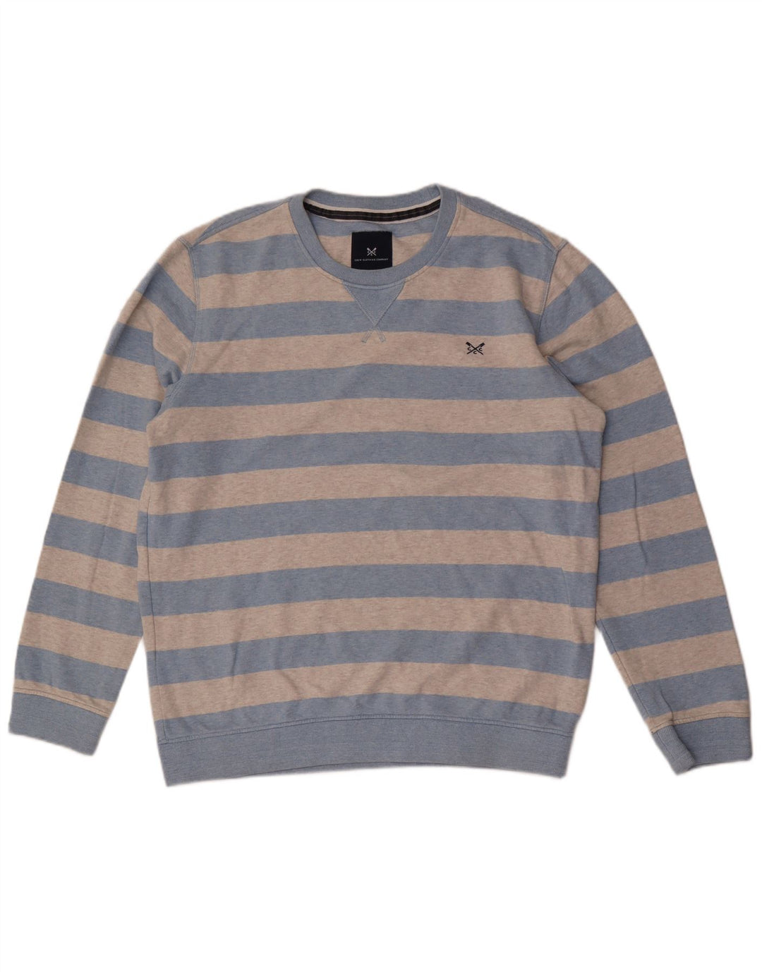 CREW CLOTHING Felpa da uomo Maglione grande in cotone a righe grigie