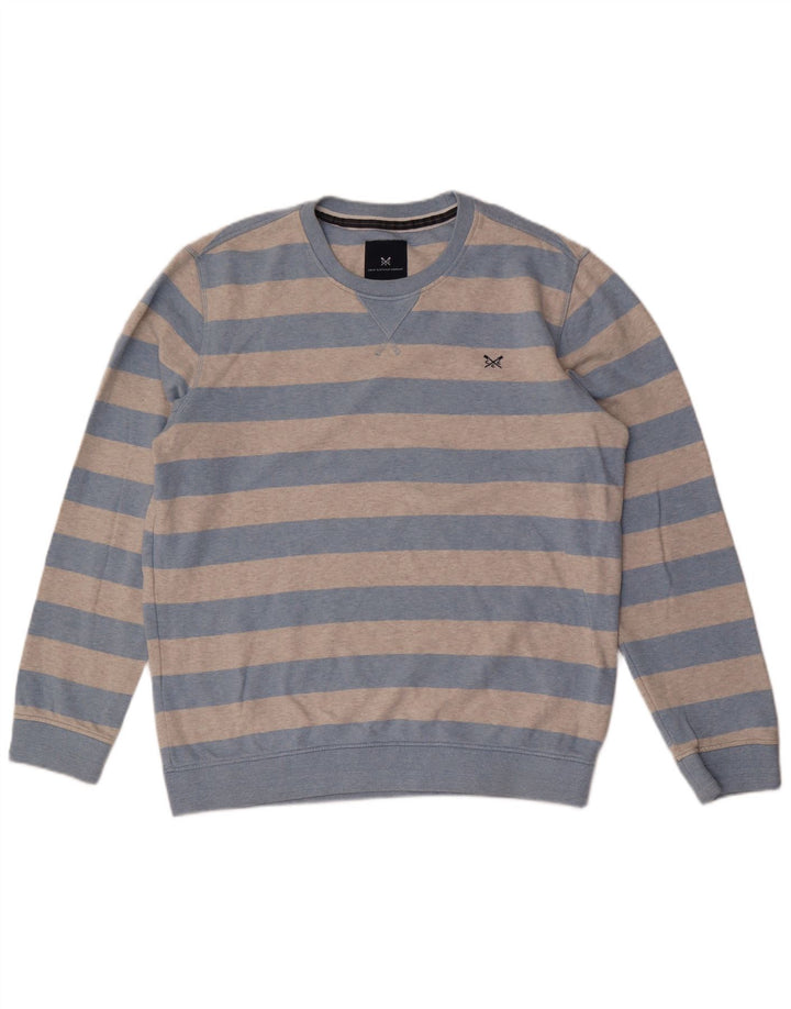 CREW CLOTHING Felpa da uomo Maglione grande in cotone a righe grigie
