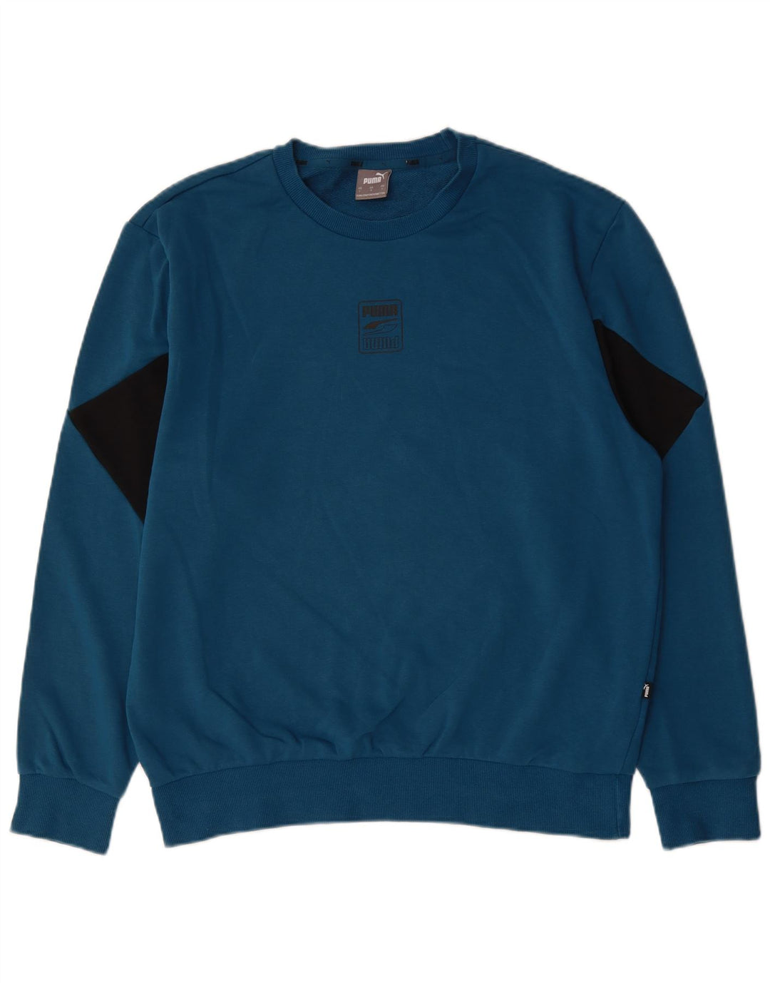 PUMA Felpa da uomo Maglione Large Blu Colourblock in cotone