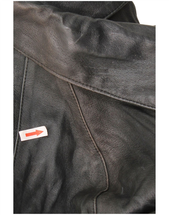 Giacca doppiopetto oversize da donna vintage IT 42 media in pelle nera
