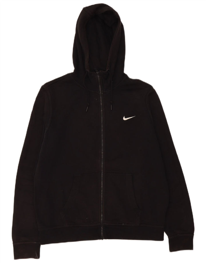 Felpa con cappuccio e zip Nike da uomo, grande, in cotone nero