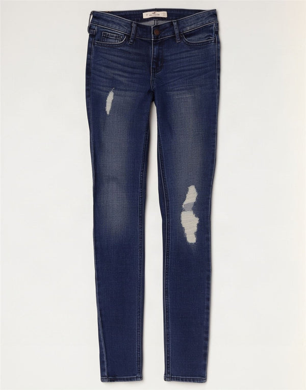 Jeans skinny effetto invecchiato Hollister da donna US 0 XS W24 L31 cotone blu navy