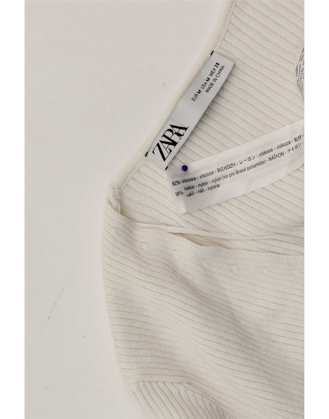 Maglione cardigan corto da donna Zara UK 12 Viscosa bianca media