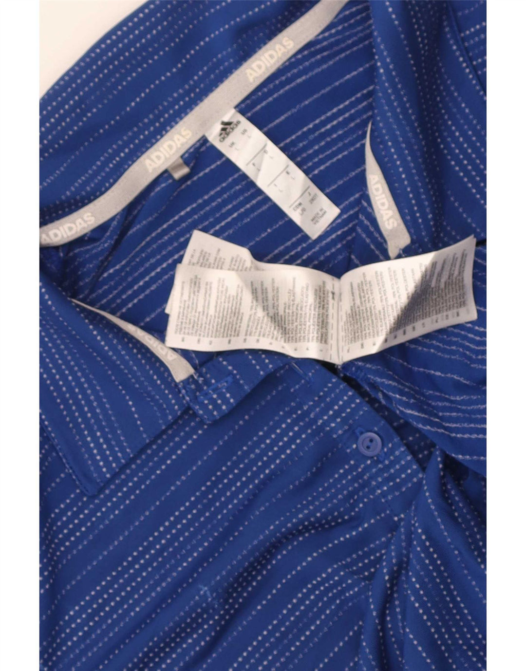 Polo Adidas da donna a manica corta grande in poliestere a righe blu