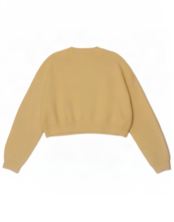 Maglione corto girocollo da donna Zara UK 14 nylon giallo medio