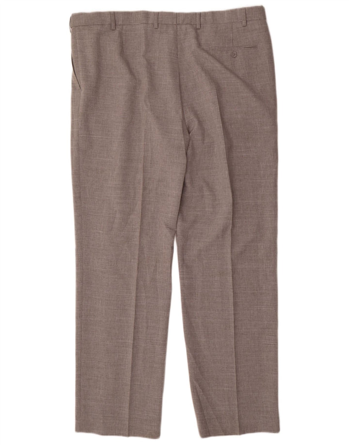 Pantaloni da abito dritti da uomo Marks & Spencer W42 L33 poliestere grigio