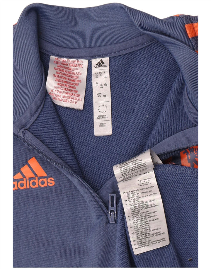 Top della tuta pullover Adidas da ragazzo del Manchester United 11-12 anni blu
