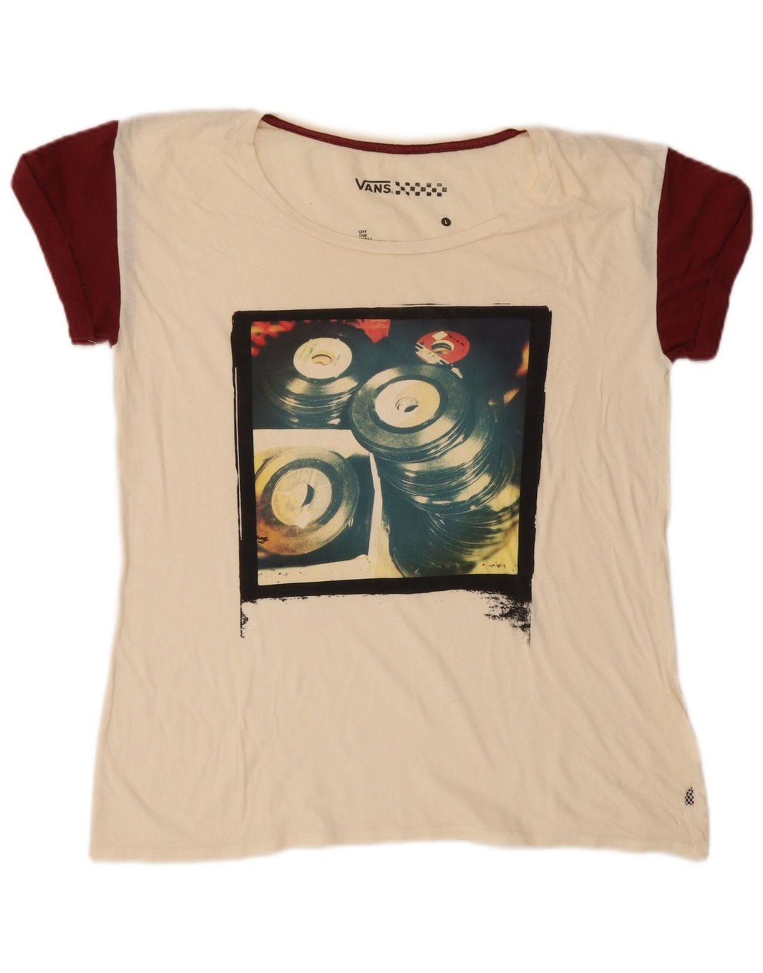 T-shirt grafica da donna VANS Top UK 16 Large Off White Colourblock