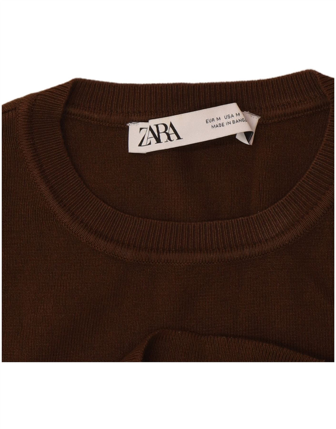 Top corto senza maniche da donna Zara UK 12 Viscosa marrone medio