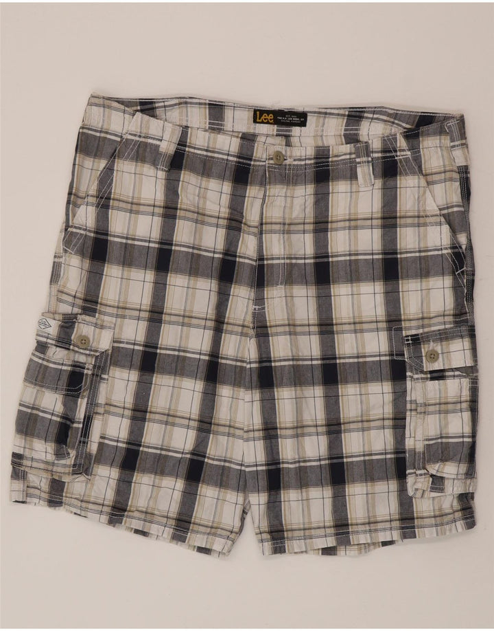 Pantaloncini cargo da uomo Lee W40 XL in cotone a quadri bianchi