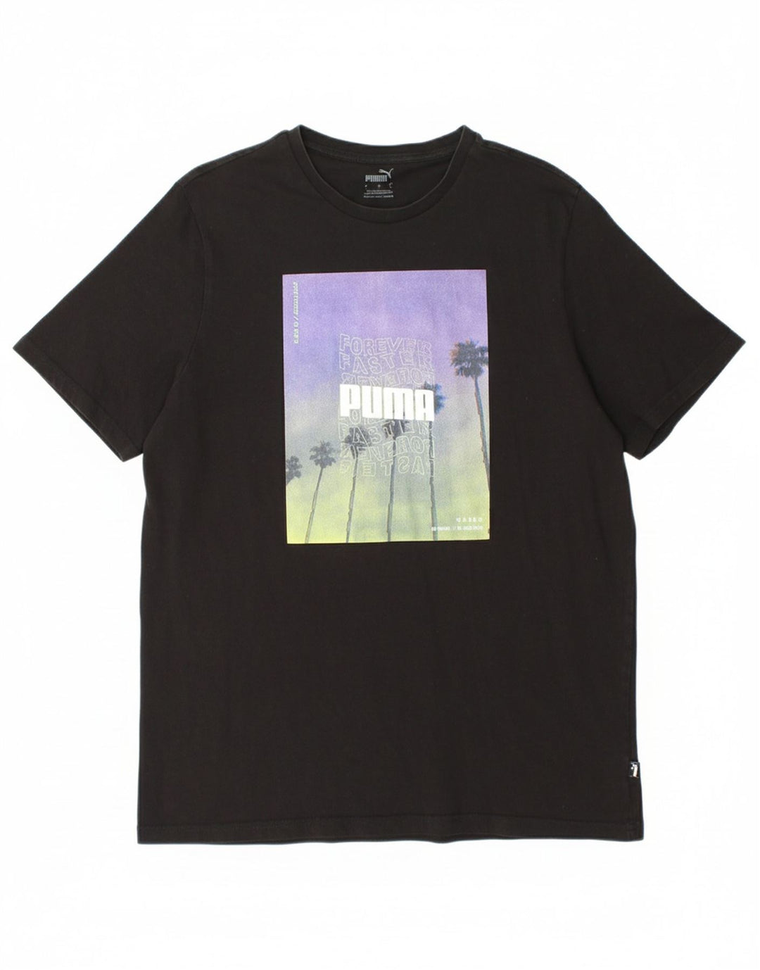 PUMA Mens Graphic T-Shirt Top Large Black Cotton