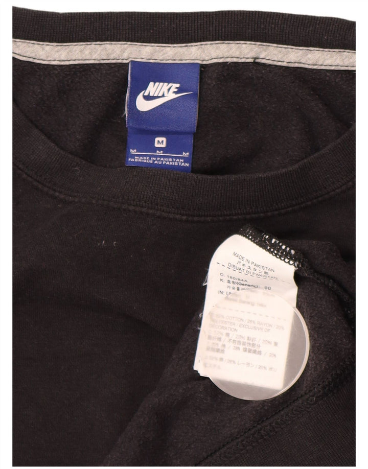 Felpa con grafica NIKE da donna, maglione UK 14, cotone nero medio