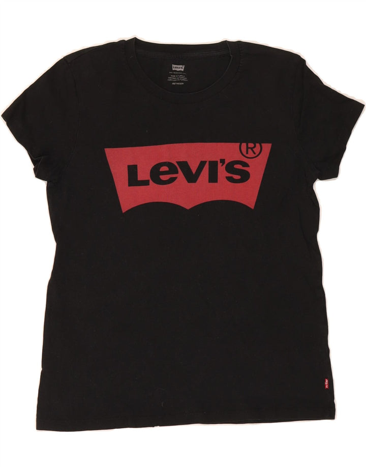 LEVI'S Womens Graphic T-Shirt Top UK 6 XS Black Vintage Levi's and Second-Hand Levi's from Messina Hembry 