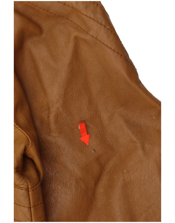 Giacca in pelle da donna vintage IT 44 in pelle marrone medio