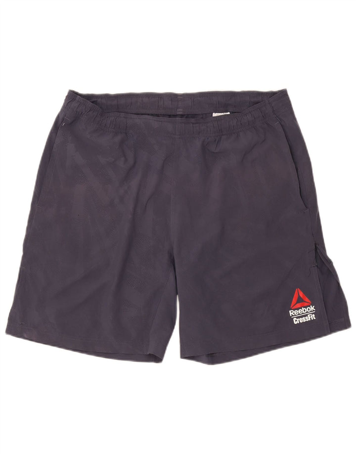 Pantaloncini sportivi Reebok Speedwick Graphic da uomo in poliestere mimetico grigio medio