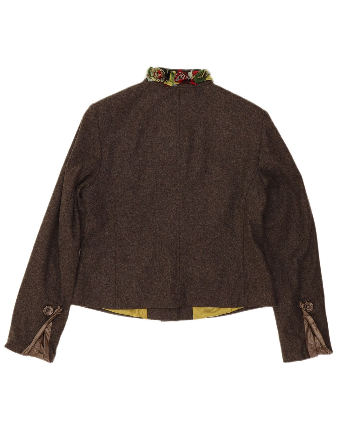 Giacca blazer vintage da donna a 7 bottoni EU 42 grande lana vergine marrone