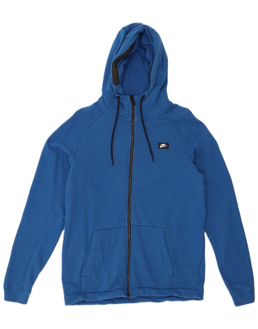 Maglione con cappuccio e zip da uomo NIKE in cotone blu medio