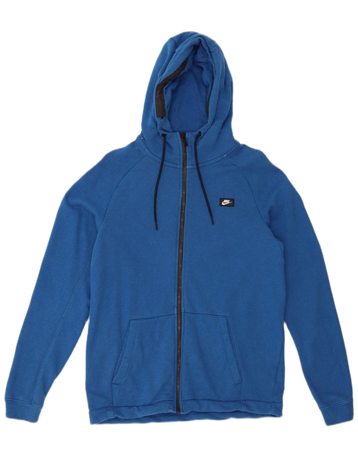 Maglione con cappuccio e zip da uomo NIKE in cotone blu medio