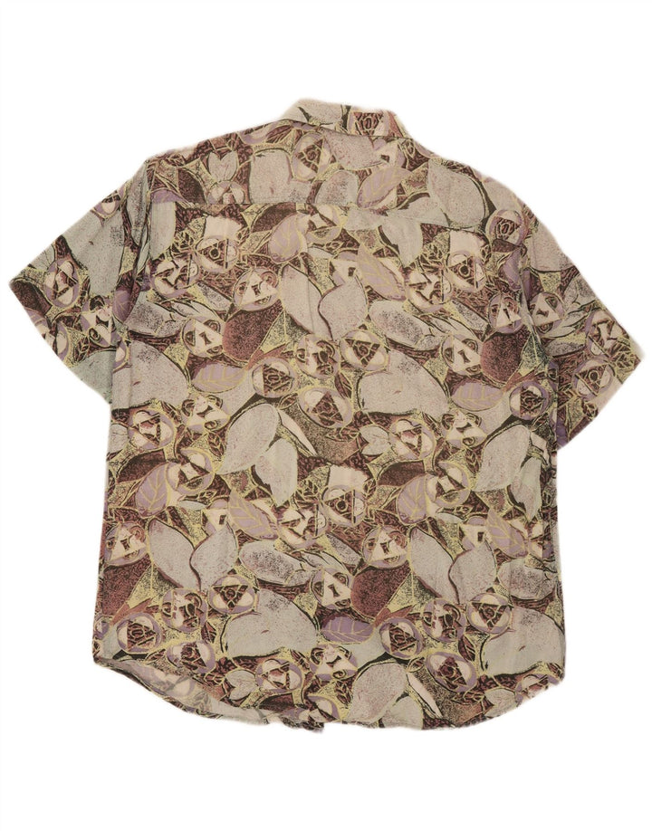 Camicia vintage da uomo a maniche corte in viscosa floreale multicolore media