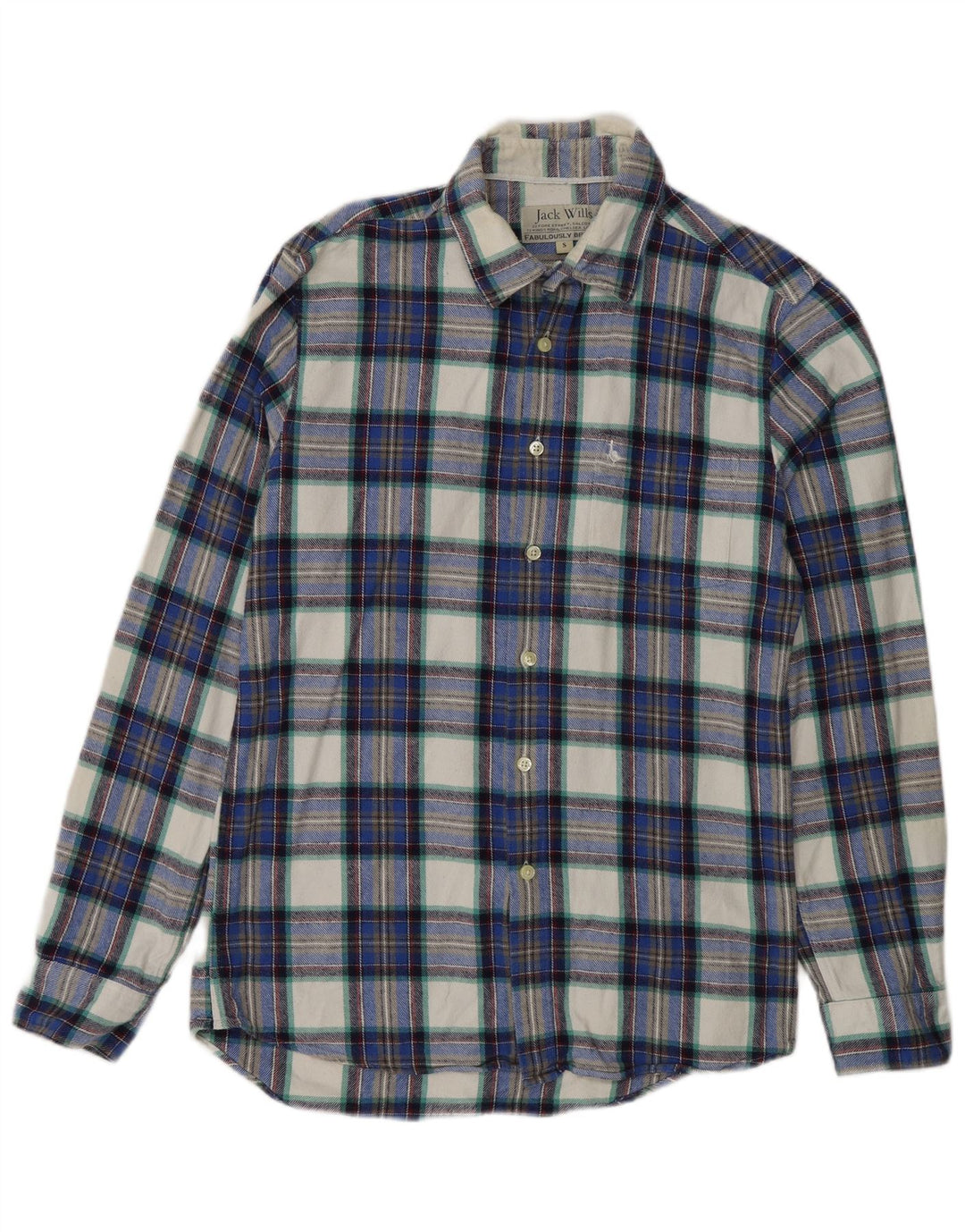 Camicia in flanella da uomo Jack Wills piccola in cotone scozzese blu navy
