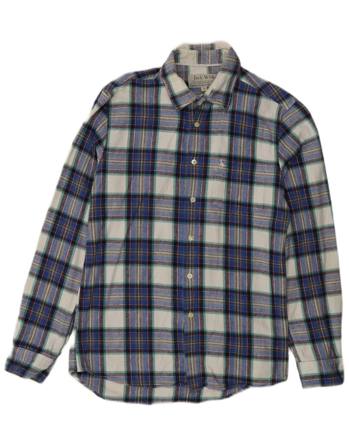 Camicia in flanella da uomo Jack Wills piccola in cotone scozzese blu navy