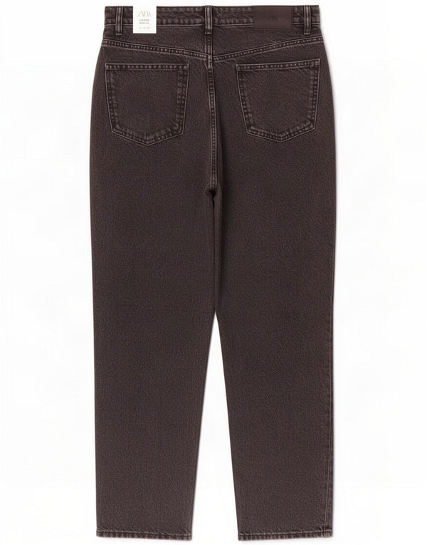 Zara Jeans affusolati Mom a vita alta da donna EU 44 XL W30 L27 Cotone nero