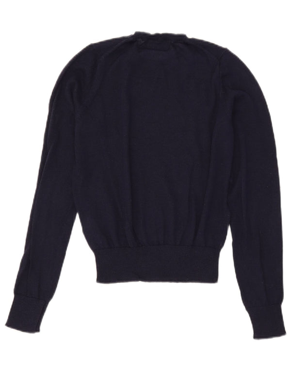Maglione corto girocollo da donna Zara UK 10 piccolo poliestere blu navy