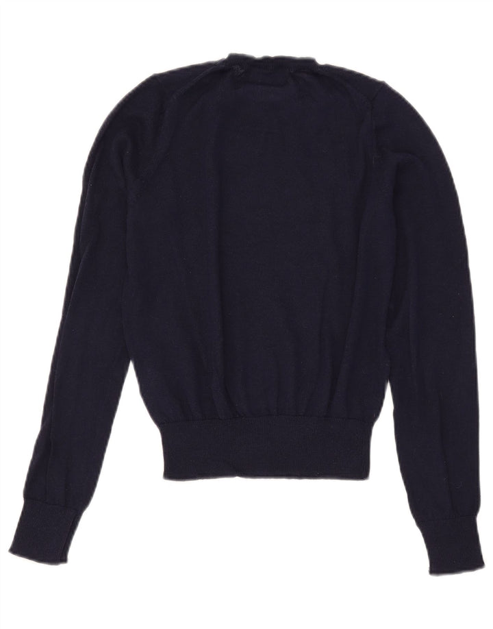 Maglione corto girocollo da donna Zara UK 10 piccolo poliestere blu navy