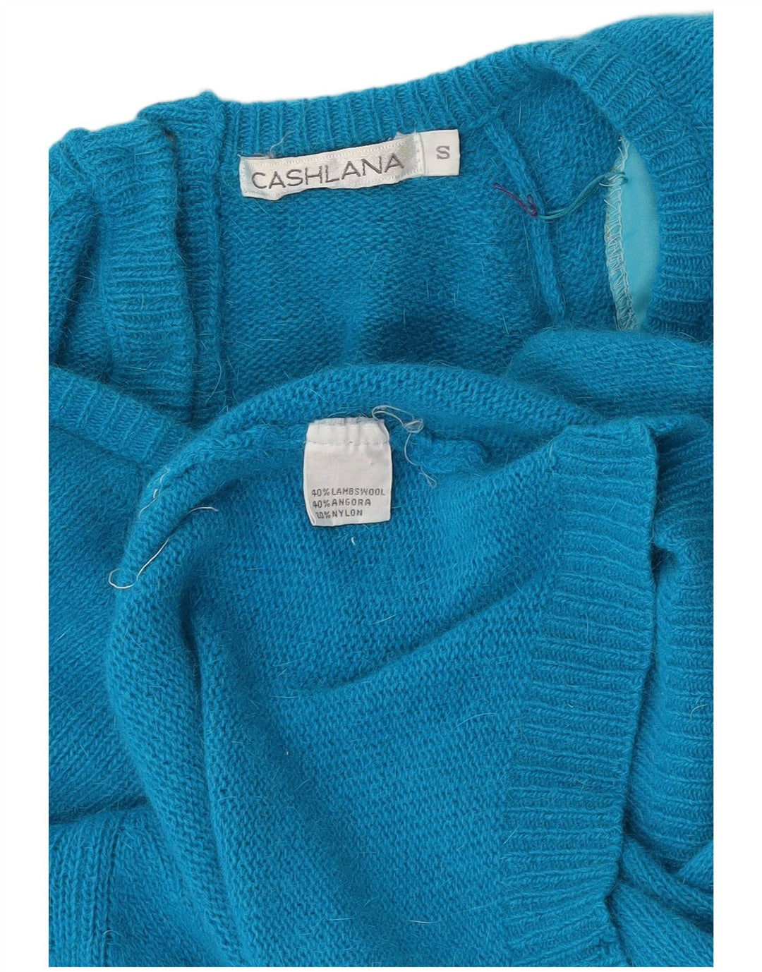 Maglione maglione girocollo oversize da donna vintage con linea lunga UK 10 piccolo blu