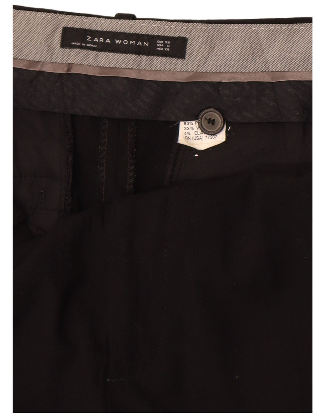 Pantaloni chino dritti da donna Zara EU 38 Small W28 L31 Poliestere nero
